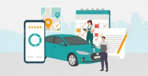 Modern dealership paid rental program with customer and service advisor